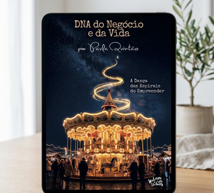 Livro digital DNA do Negócio e da Vida, de Paula Quintão, em tablet
